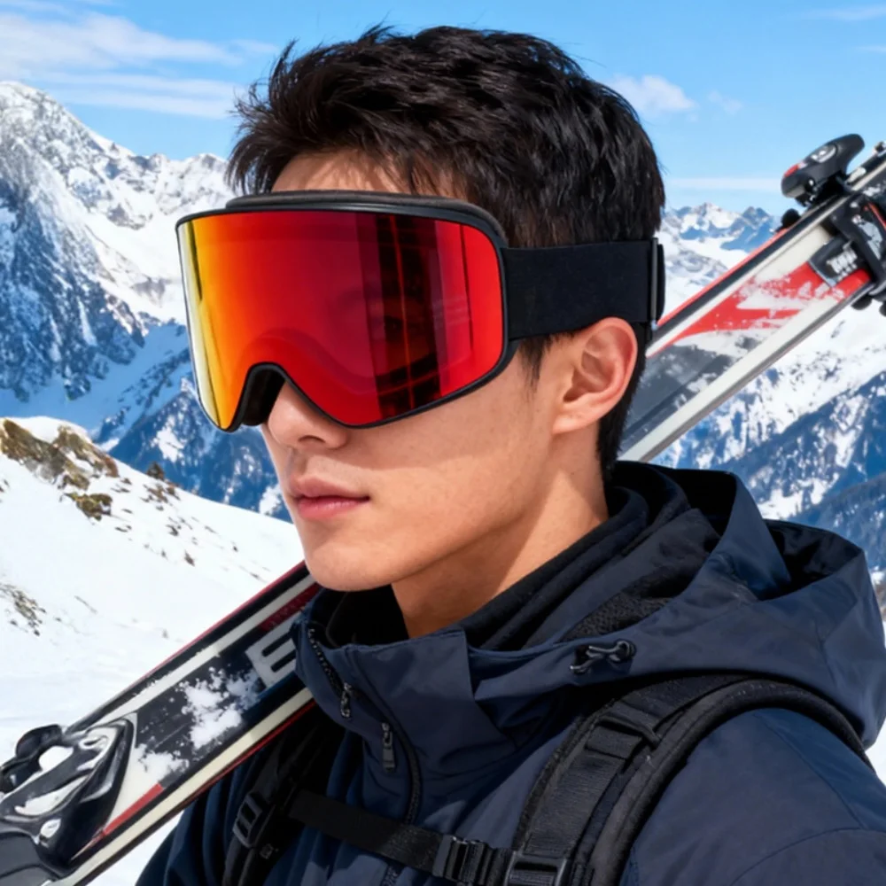 Double Layer Anti-Fog Ski Goggles, Lightweight Full Wrap Snowboard Eyewear for Skiing Outdoor Winter Activities