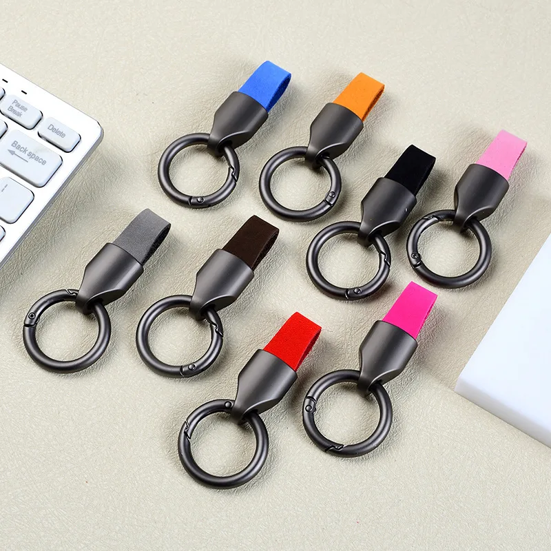 Chaveiro acessórios chaveiro carro anti-perda chave pingente de luxo masculino carro chaveiro liga de zinco couro chaveiro carro gadget