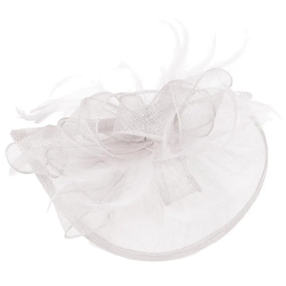 Elegantní fascinator čepice protiskluzový kov klip kvést pletivo stuhy peří večírek headwear vlasy příslušenství