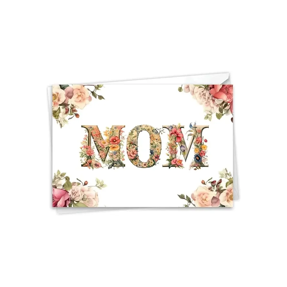 

Поздравительная открытка ко Дню матери с конвертом 5 x 7 дюймов (1 шт.) Mom Mom Letters - Floral C10981EMDG