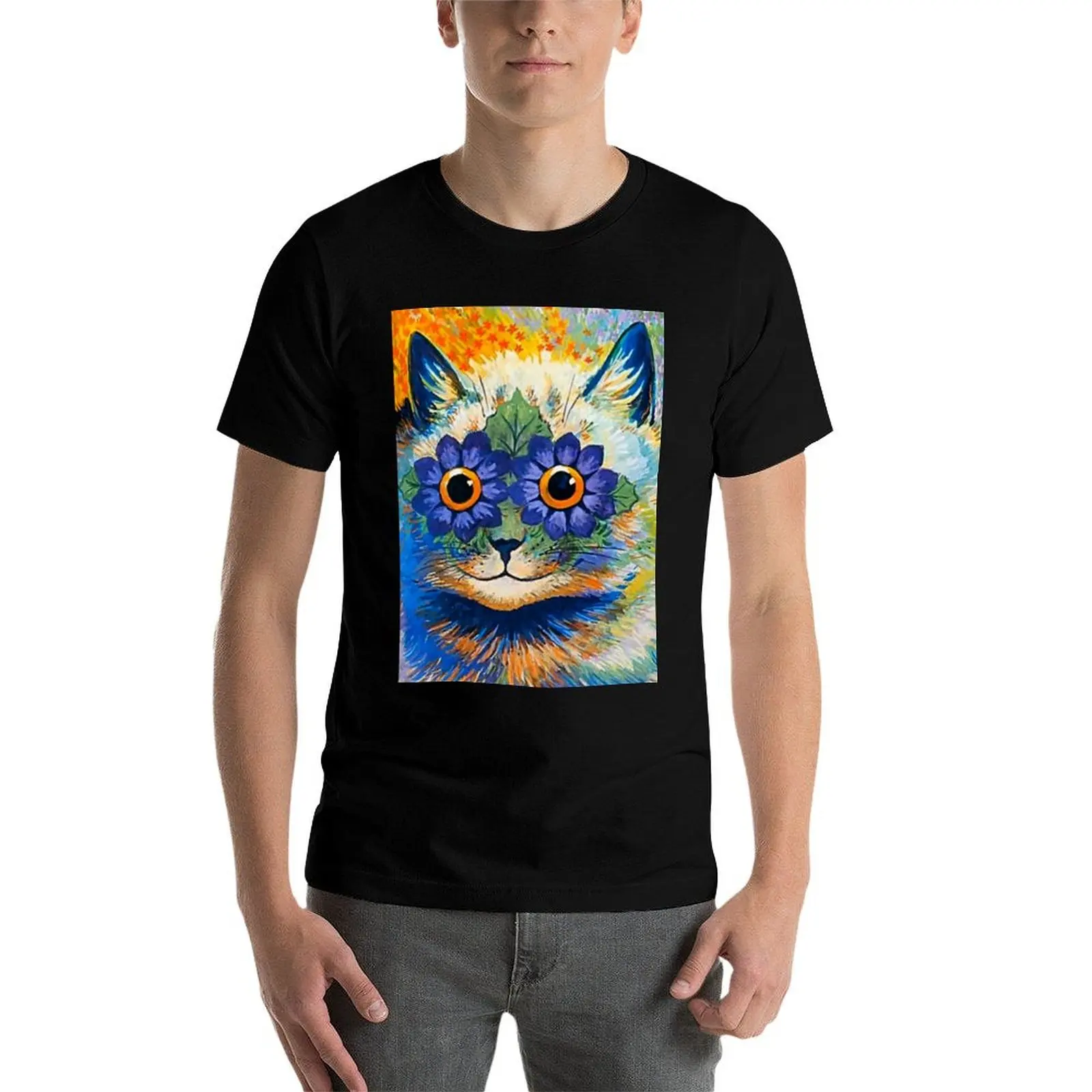 

“Cat With Blue Petals” by Louis Wain T-Shirt t shirts for man graphic tees man t shirt designer funny t shirts cotton T-Shirt