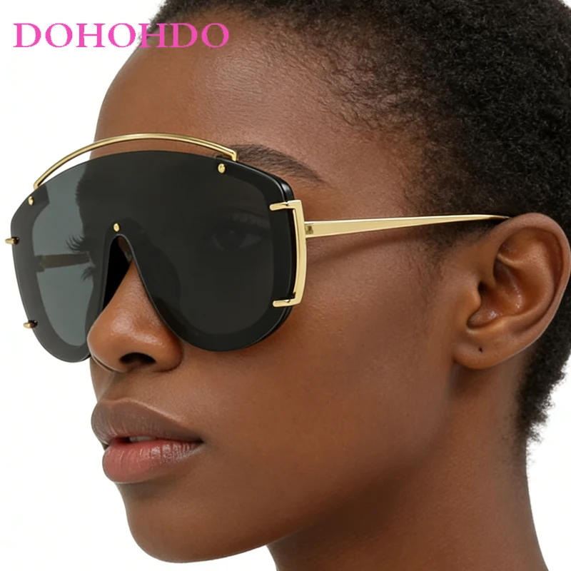 

Punk Pilot Fashion Metal Oversized Frame Women Sunglasses Luxury Brand Men Sunglass Trending Outdoor Drive Sports Eyewear UV400