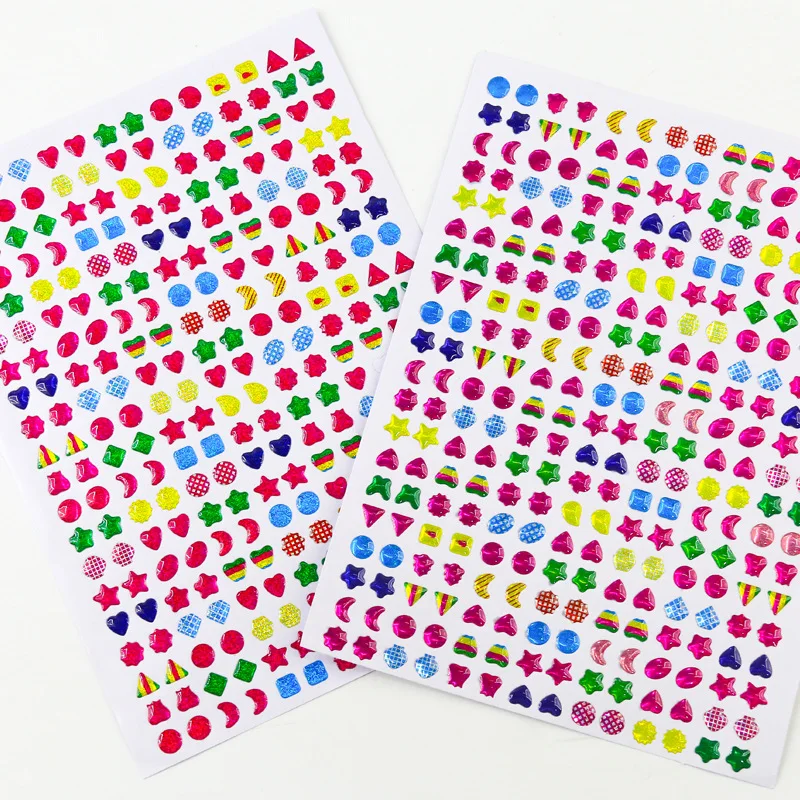 Kids Colorful Crystal Epoxy Sticker for Children\'s Cartoon Nail Ear Stickers Kindergarten Student Reward Decoration