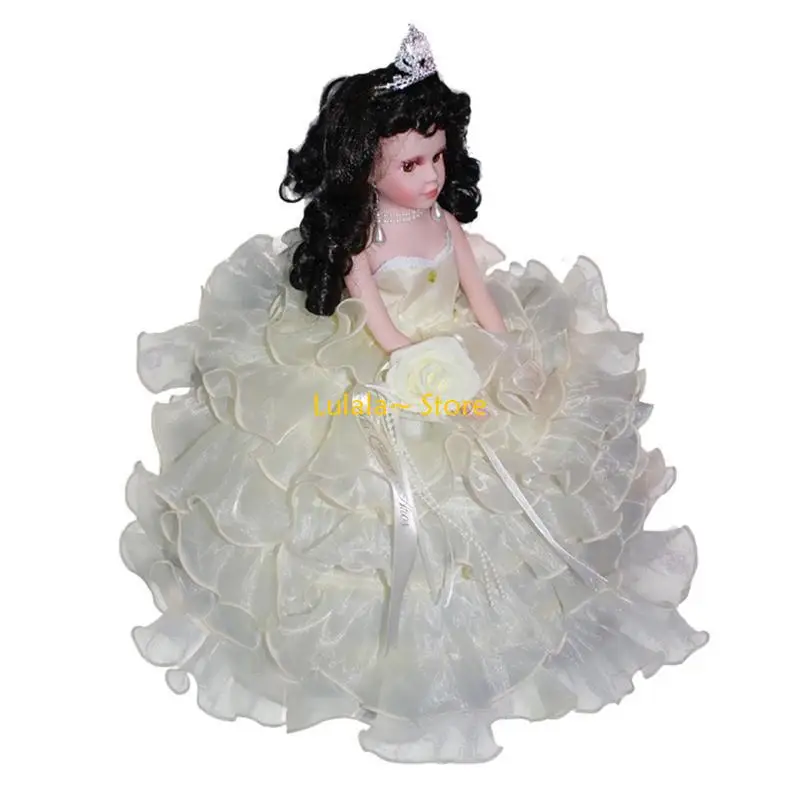 

Y4QA Elegant Victorian Porcelain Doll with Princess Dress Crown Home Display Centerpiece Decoration 45cm Reborns Doll for Kid