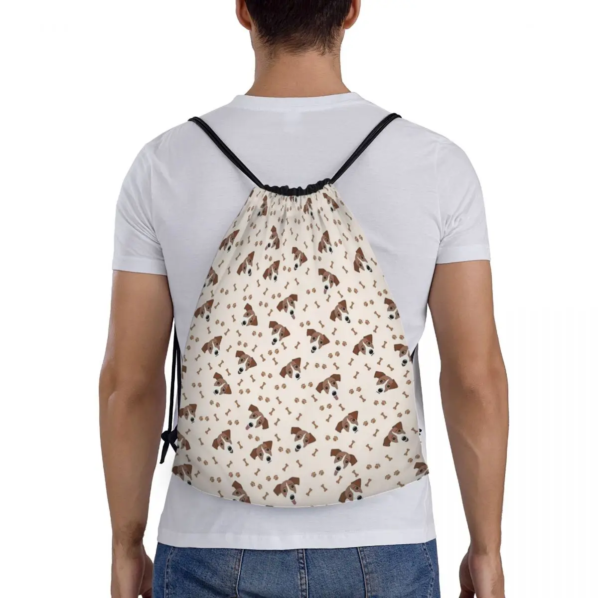 

Jack Russell Terrier Dog With Bones Backpacks Fashion Portable Drawstring Bags Sundries Bag Book Bags For Travel School