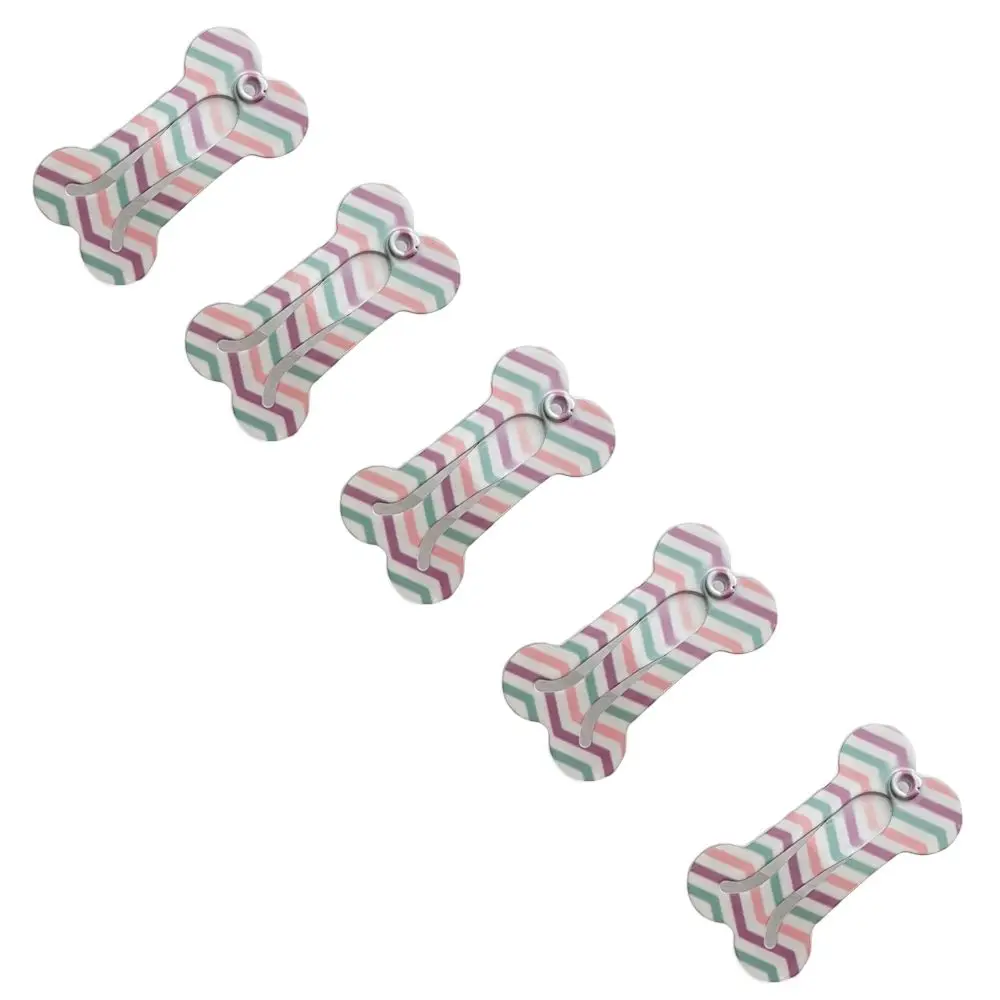 

Mini Grid, Stripe Pattern Cute Bone Shape Smooth Surface Dog Hair Clip Cat Grooming Supplies Snap Hair Clips Pet Hairpin