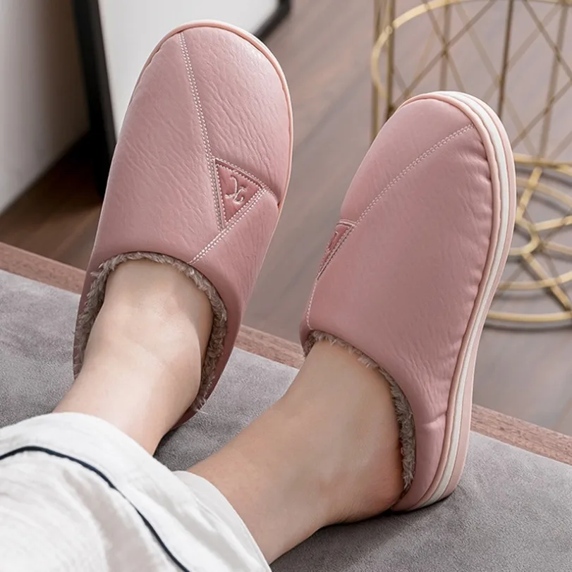 

House Fuzzy Slipper Women Winter Fur Thermal Warm Plush Non Slip Grip Indoor Lazy Female Floor Home Shoe Flat Furry Male Men