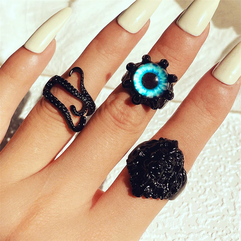 Bohemia Metal Rings for Women Men Vintage Silver Color Knot Evil Eye Purple Crystal Ring Fashion Jewelry Wholesale image 6