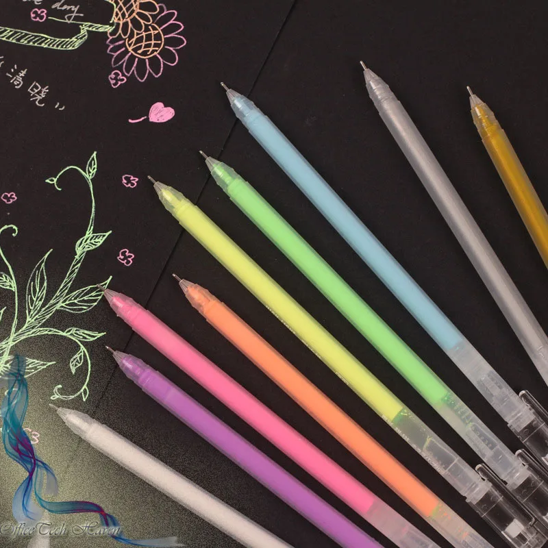 12 Color 0.5mm Black Large Capacity Needle Highlighter Fine Tip Gel Pen Drawing DIY Cardstock Drawing Marking Diary Doodling