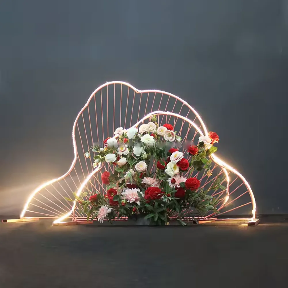 New Design White Wedding Arch Led Light Wedding Arch Frame Metal Wedding Bsckdrop