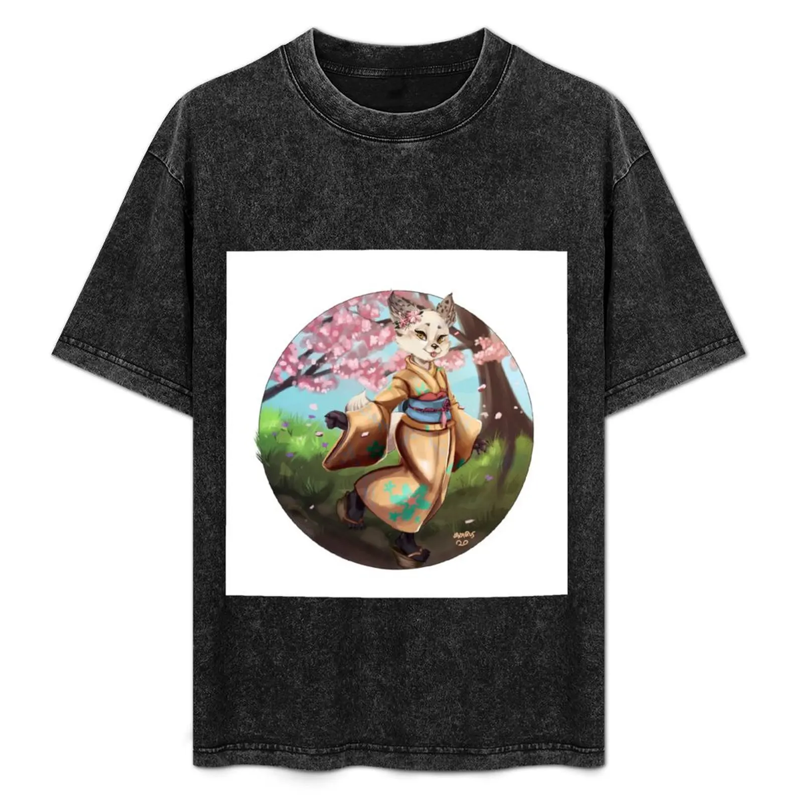 

Hanami kitsune T-Shirt funny t shirts cotton anime t oversize man cotton printed for man T-Shirt