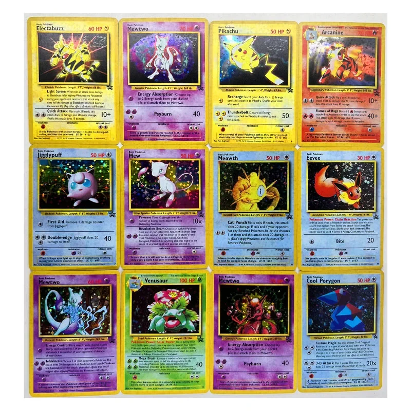 53pcs/set PTCG Black Star Promos Wizards Mewtwo Toys Hobby Kolekcjonerstwo Kolekcja gier Karty anime