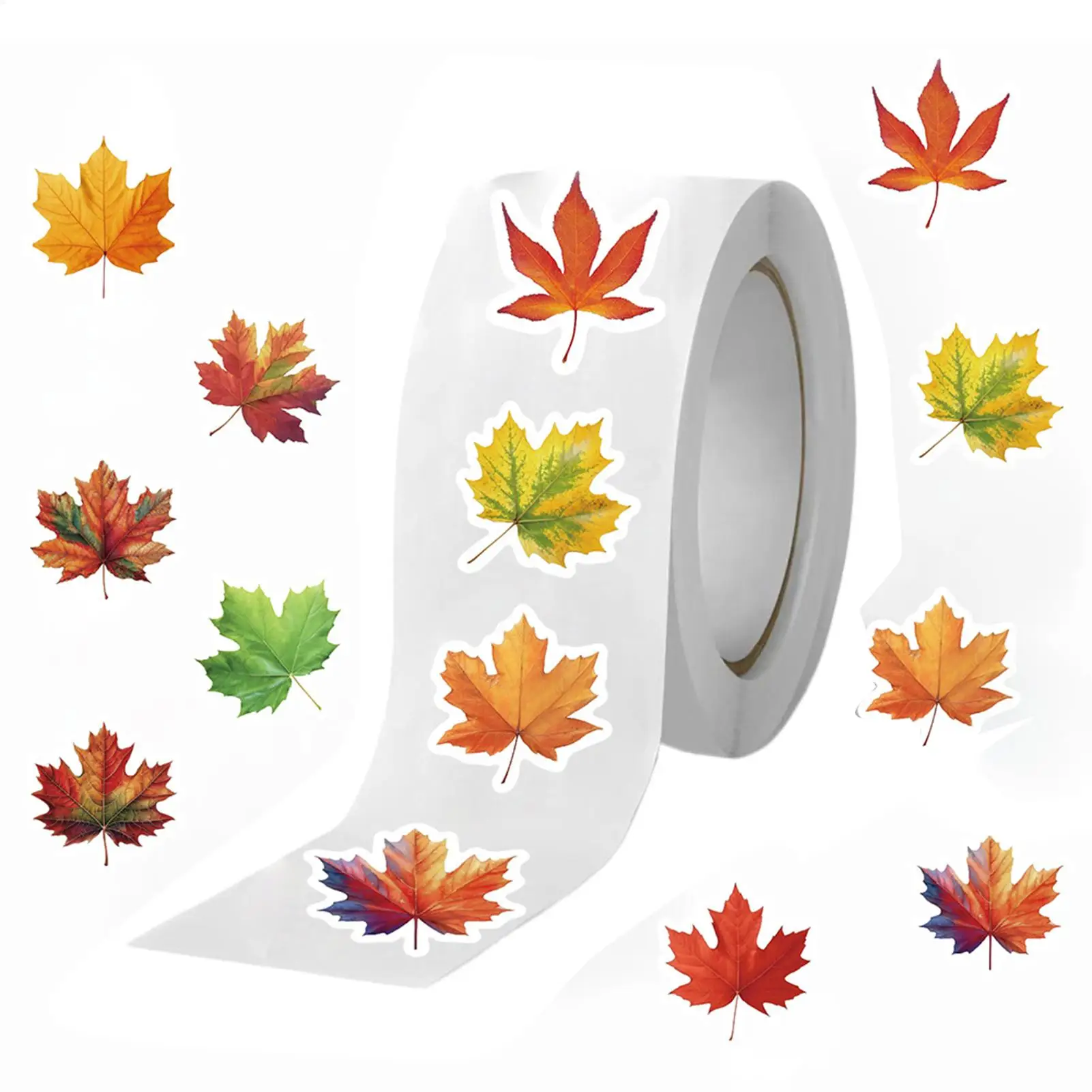 500Pcs/roll Maple Leaves Roll Stickers Gift Decor DIY Phone Scrapbooking Bottles Waterproof Room Modern Home Sealing Stickers