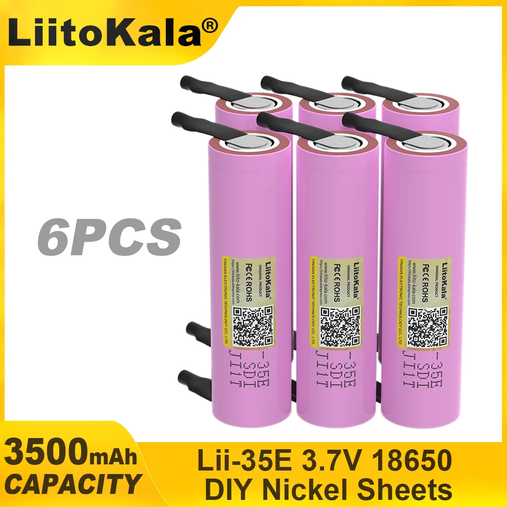 Liitokala INR18650 35E Original 18650 Lithium Battery 3500mAh 3.7V 25A High Power for Electrical Tools+DIY Nickel Belt