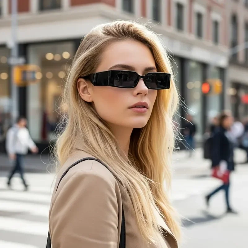 New Men Vintage Rectangle Frame Sunglasses Fashion Retro Sun Glasses Luxury Brand Design Glasses UV400 Eyewear Women Goggles