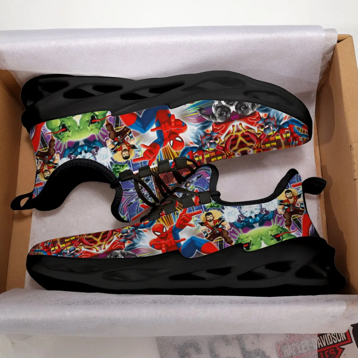 

Hot Marvel Fashion Men Sneakers The Avengers Anime Kawaii Women Running Shoes Outdoor Non Slip Sport Walking Sneaker