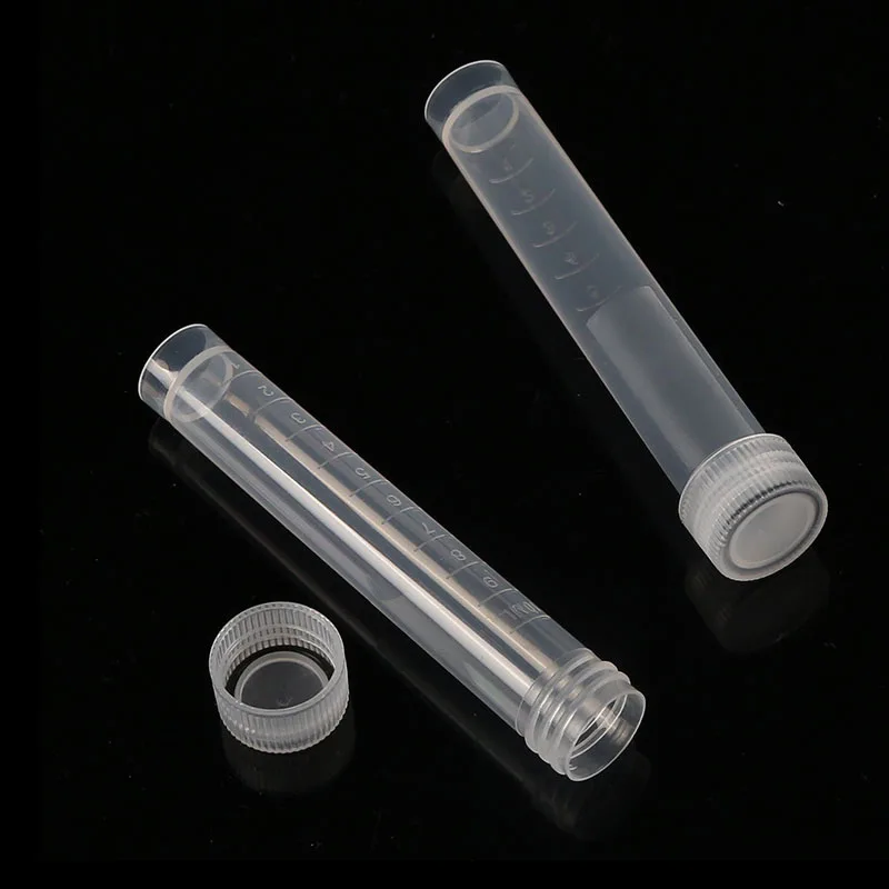 10pcs 10ML Graduated Plastic Graduated Cryogenic Refrigeration Tube Laboratory Transparent Sample Storage Container Tube