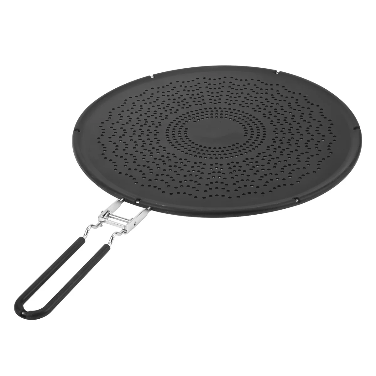 13 Inch Silicone Splatter Screen - Pan Cover with Folding Handle,Heat Resistant Oil Splash Guard,Heat Insulation Black