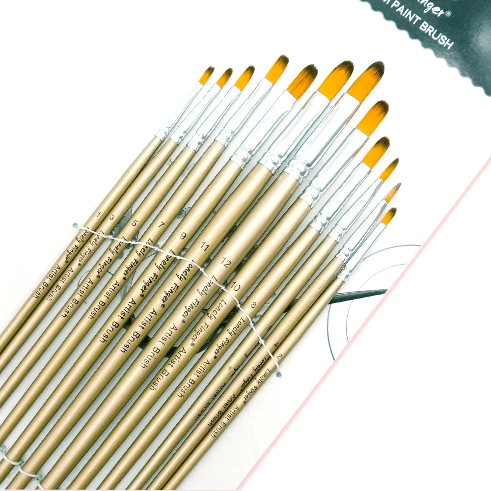 Filbert Paint Brushes Set, 12 PCS Artist Brush for Acrylic Oil Watercolor Gouache Artist Professional Painting Kits with Synthet