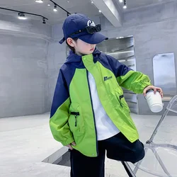 Big Size Spring Teenager Boys Coats Casual Outdoor Hooded Sweatshirt For Kids 5-14 Years Handsome Children Windbreaker Jacket