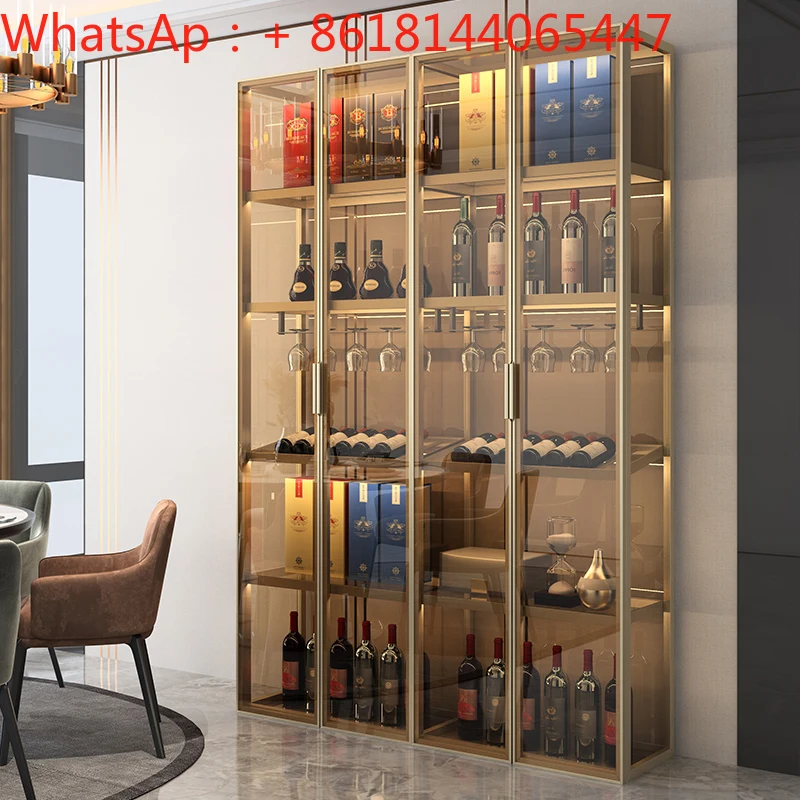 Customized all-aluminum alloy glass wine cabinet, simple modern wine cabinet, living room home dining side cabinet, display