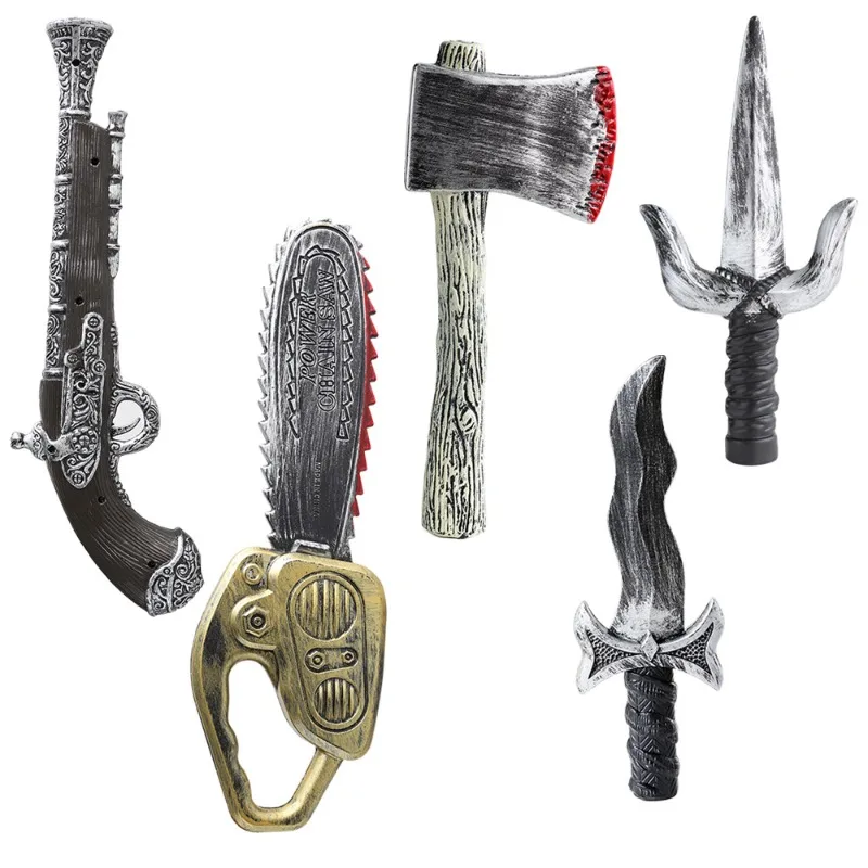 Halloween Plastic Toy Axe Cosplay Props Simulation Dagger Party Supplies Pirate Gun Chainsaw