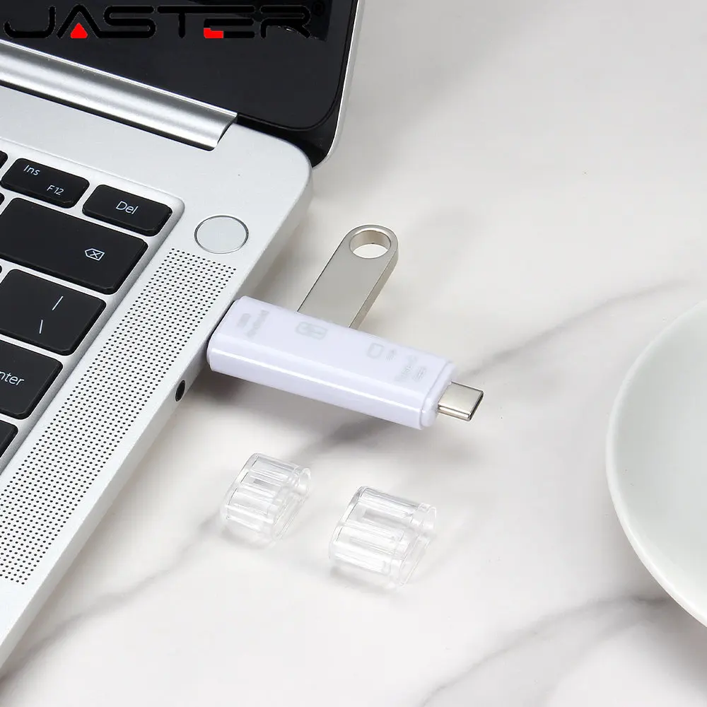 JASTER Type-C/Standard USB 3.0/Micro USB/TF Card Mini Card Reader nuovo lettore di schede multifunzione 5 in 1 White Stretch per PC Side