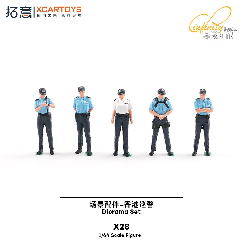 XCARTOYS Car Toys For Boys 1/64 Mini Hong Kong Patrol Figure Small Scene Props Collection Sand Table Decoration Car Model Figure