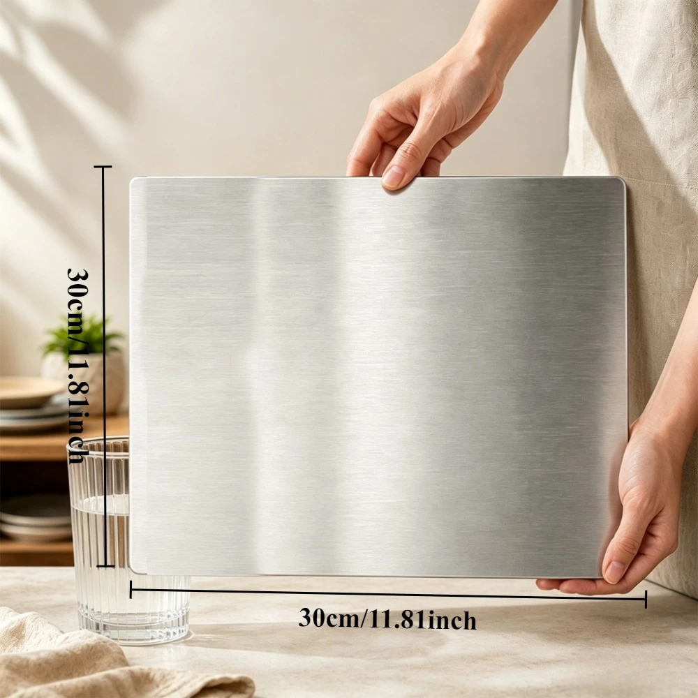 Stainless Steel Cutting Board Thickened Double Sided Folding Edge Pastry Board Kitchen Utensils Multi Functional Utility Kit Set image 3