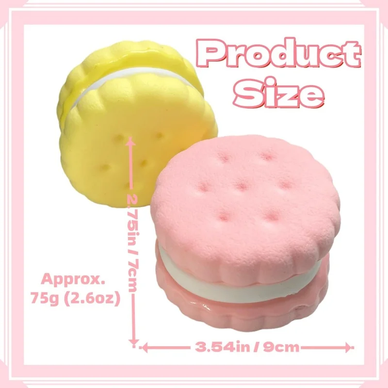 9cm Slow Rising Squishy Toys, 3 Layers Super Soft Realistic Sandwich Cookie Squeeze Toy, Food Squishies for Stress Relief