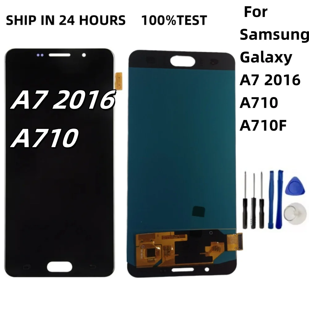 Новый OLED/TFT для Samsung Galaxy A7 2016, ЖК-дисплей, дигитайзер сенсорного экрана в сборе A710 A710F A710M A710Y, запасные части