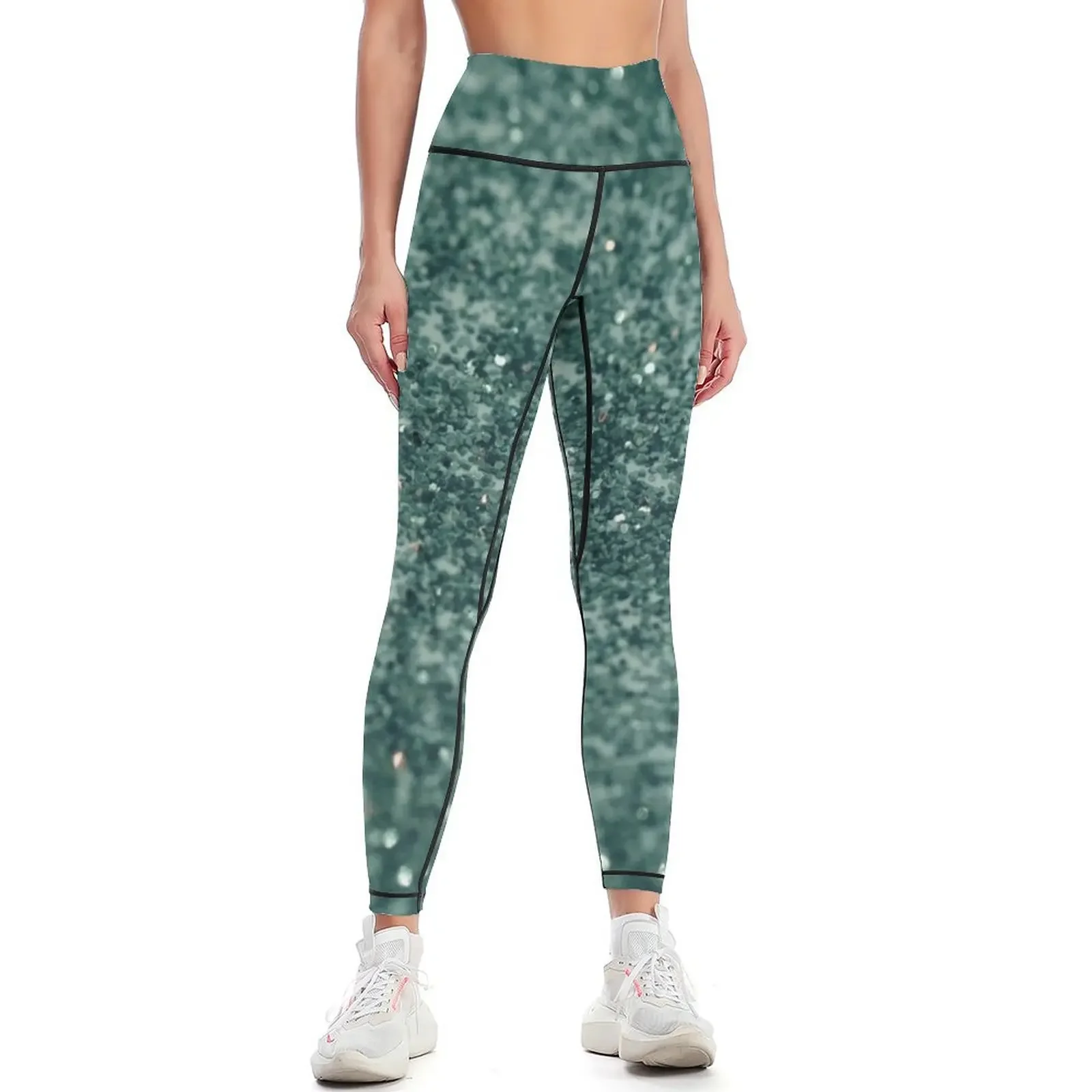 Teal Mermaid Ocean Glitter #2 (Faux Glitter) #shiny #decor #art Leggings fitness set gym Women's high waist Womens Leggings