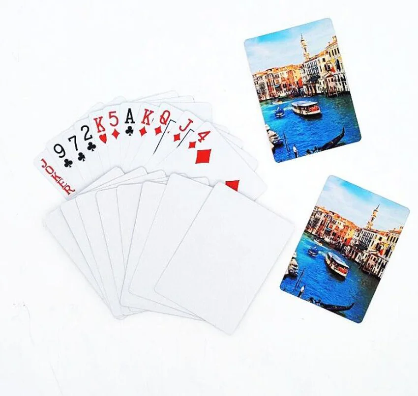 5Boxes/lot Card Holder Sublimation DIY Single Sided Blank  Paper Game Playing Cards For Traveling Home Festive