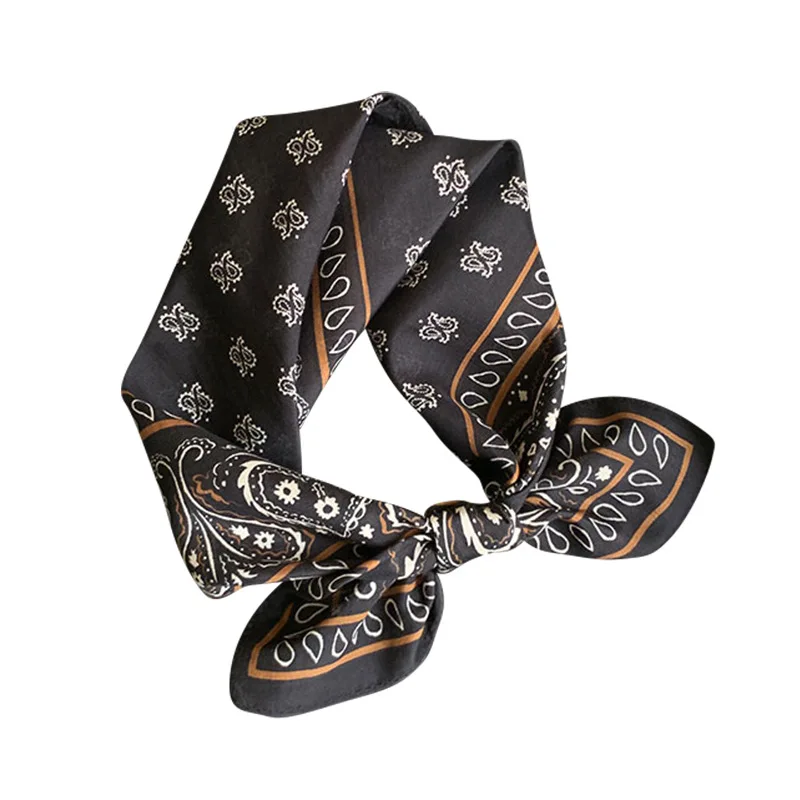 

2025 Mulberry(70%) Cotton Blend Square Scarf 53cm Women Luxury Paisley Summer Bandana Neckerchief Head Scarf Kerchief Tube Top