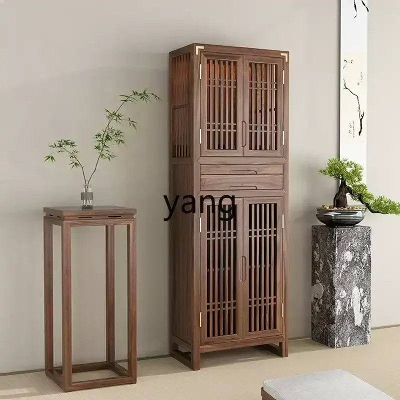 LH Black Walnut New Chinese Shrine Cabinet with Door Shrine Living Room Household Buddhist Hall Buddhist Terrace