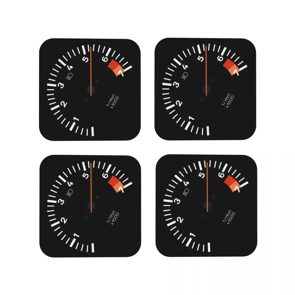 911 Sideways Tachometer Coasters Coffee Mats Set of 4 Placemats Mug Tableware Decoration & Accessories Pads for Home Dining Bar