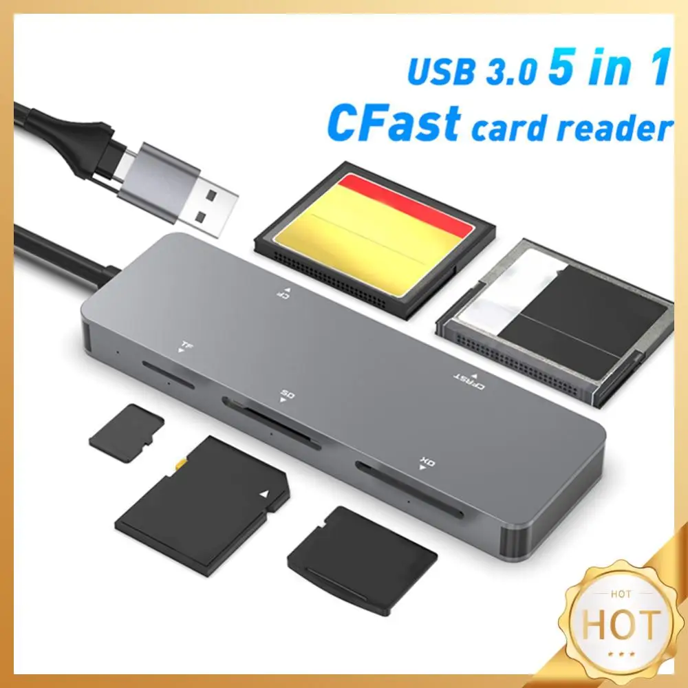 

5 in 1 Multi Memory Card Reader Type-C & USB A CFast+XD+CF+SD+TF Reader Multi-Card Reader Adapter for PC Laptop Accessories