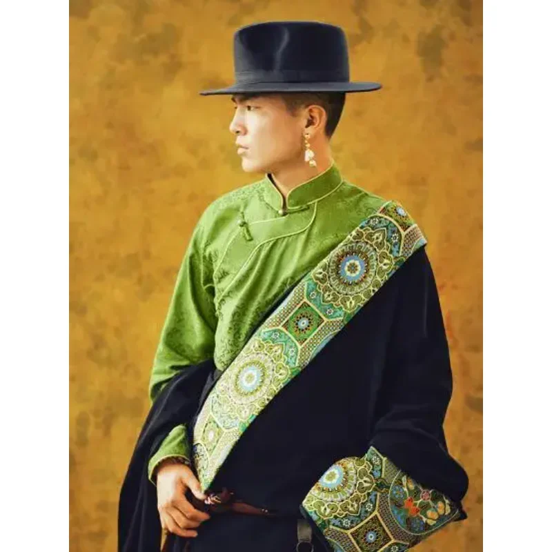 Chinese Style Men's Tibetan Retro Shirt Tang Suit Tea Artist Clothing