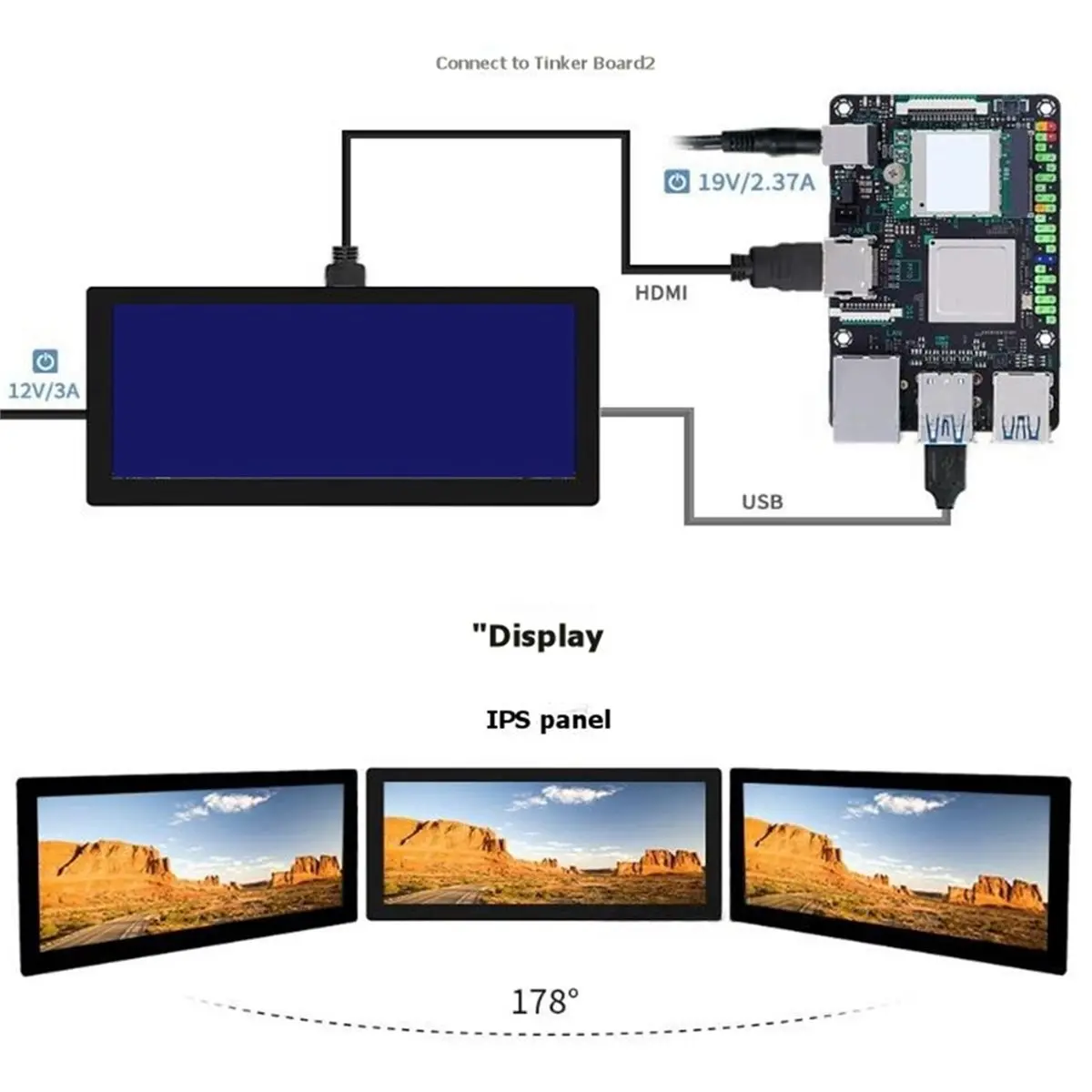 useful 12.3 Inch HDMI-Compatible LCD 1920x720 High Brightness Capacitive Touch Screen Car Display Monitor US PLUG