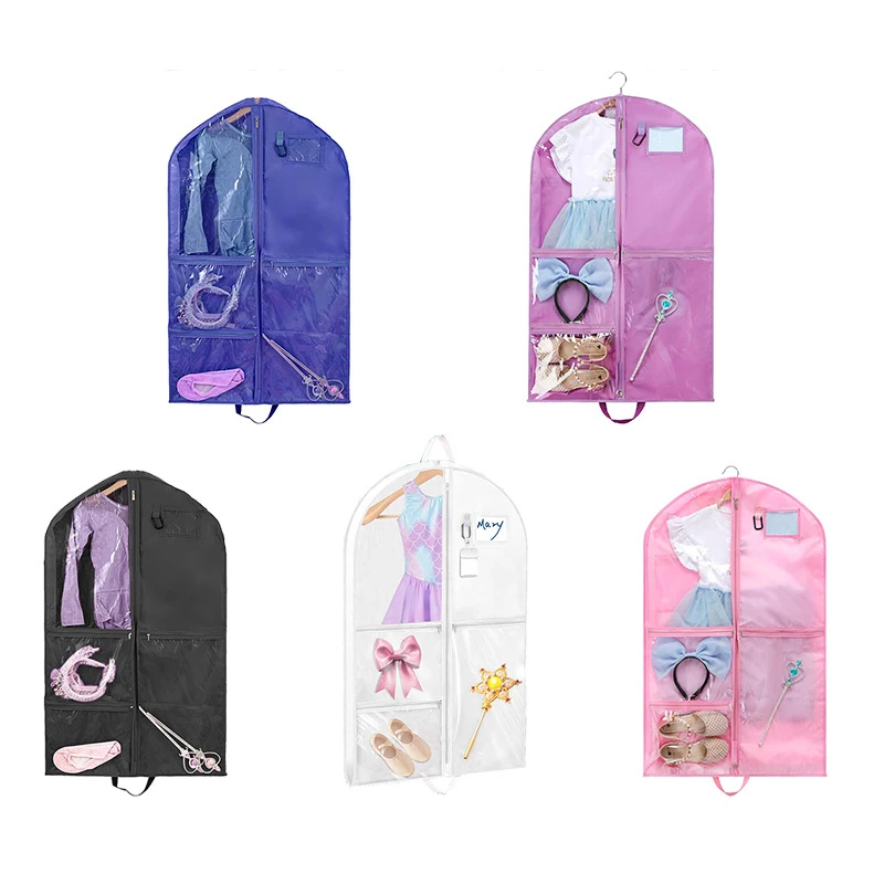 Hanging Dance Garment Bag, 40 Inch Waterproof Costumes Bag For Travel, Clothes Bag With 6 Pockets For Dance, Sports, Skating