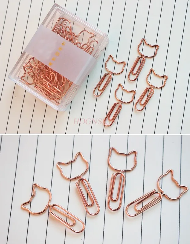 

20pcs cat head paper clip creative looping pin office supplies bookmark creative cute