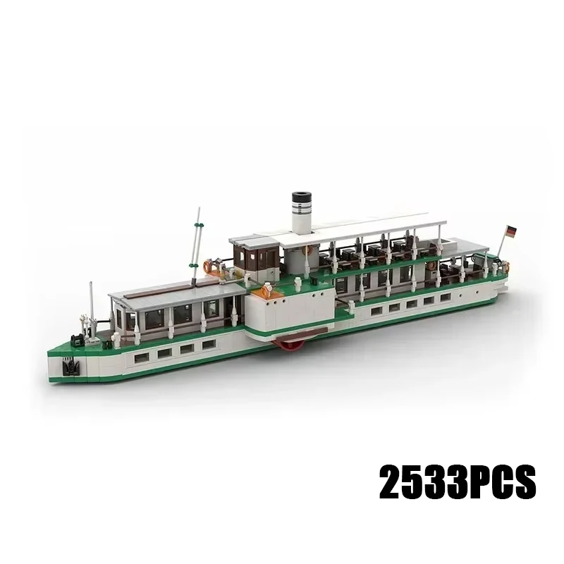 Port Transport Ship Model Moc Building Bricks Axony Steam-Ship Technology Modular Blocks Gifts Christmas Toys DIY Sets Assembly