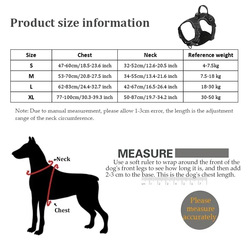 Adjustable Nylon Dog Harness Vest Reflective Soft Breathable No Pull Dog Harness Pet Harness  For Small Large Dogs