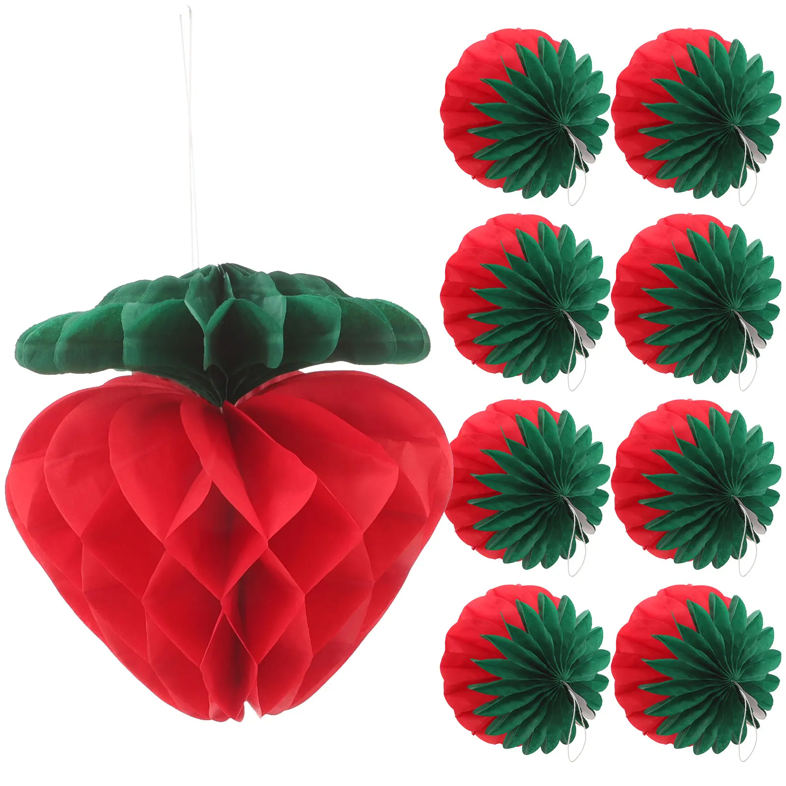 

10pcs Strawberry Honeycomb Ball Decoration 10cm Paper Balls Party Centerpieces Realistic Colors Hanging DIY Decor