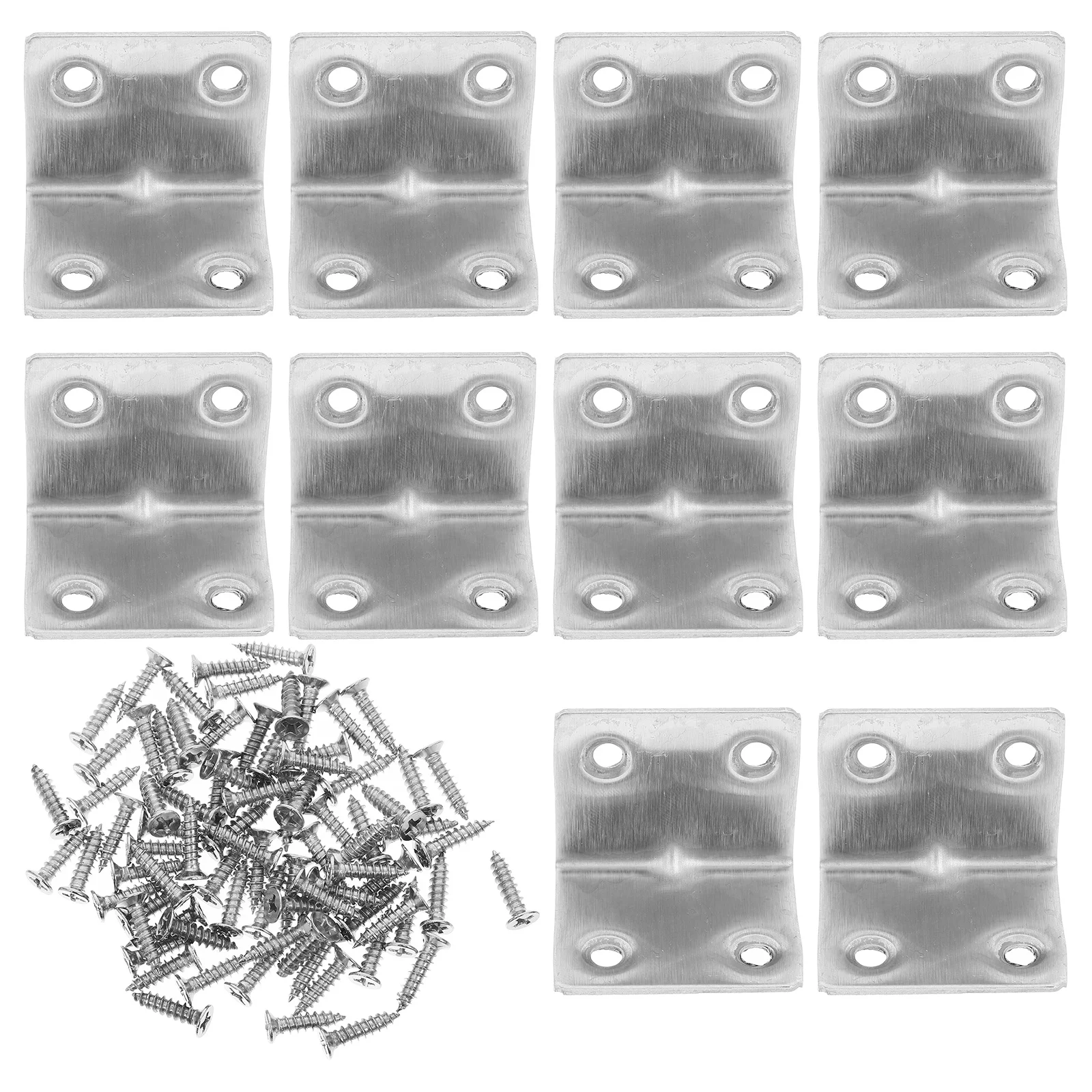 

10Pcs Heavy Duty Stainless Steel L Shape Corner Brackets 90 Degree Right Angle Furniture Gusset Kitchen Cabinet Shelf Support