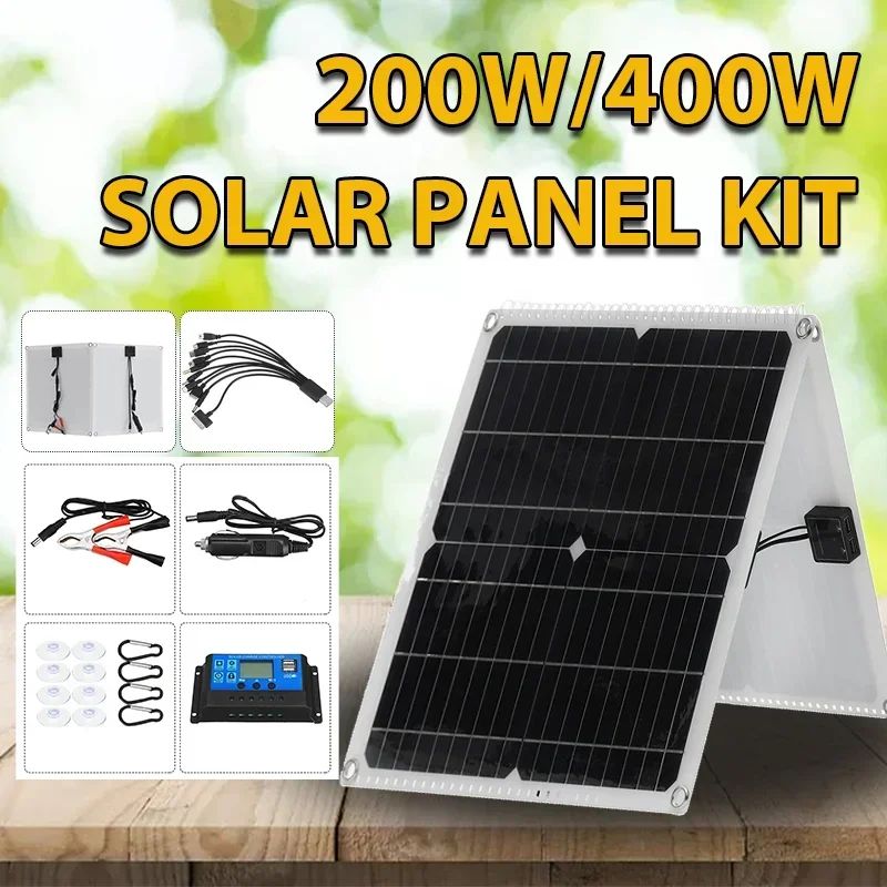 Outdoor 400W Flexible Foldable Solar Panel Kit Charger with Controller for Phone Car RV Boat Safe Complete Solar Cells Battery