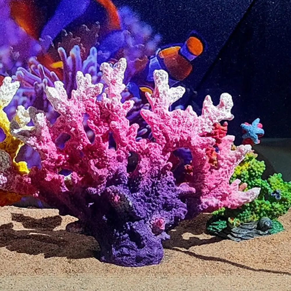 Modelo de Coral de simulación colorido, adorno de Coral Artificial realista único, artesanía de resina hecha a mano, figuritas de plantas de agua de Coral