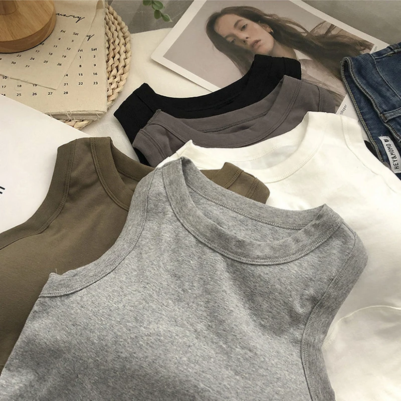 Summer Short I-Word Undershirt Women Beauty All-In-One With Bra Pads Inner Slimming Wrap Short Section Navel Sleeveless Vest