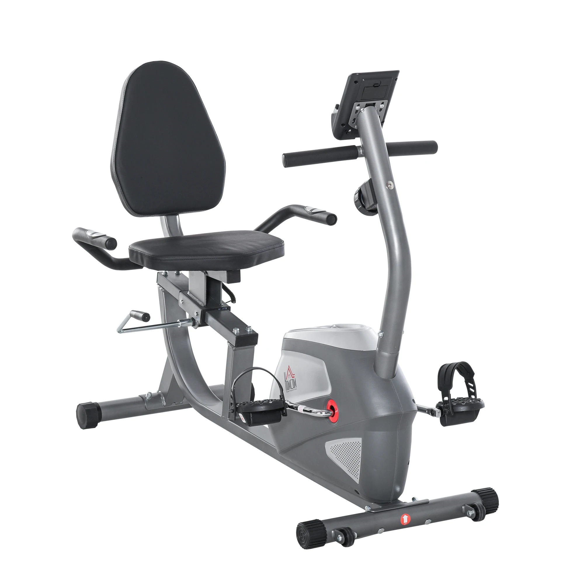 HOMCOM zaadvormige fiets ligfiets magnetisch scherm LCD multifunctionele verstelbare zitting 8 niveaus gripweerstand