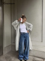 Hirsionsan 2024 Soft Knitted Set Women Autumn Winter Casual Long Sweater Cardigan with Belt & Vest Midi Dresses Solid Tracksuit - Image 2